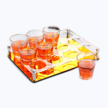 Red LED Illuminated Serving Tray Acrylic Wine Glass Holder Tray